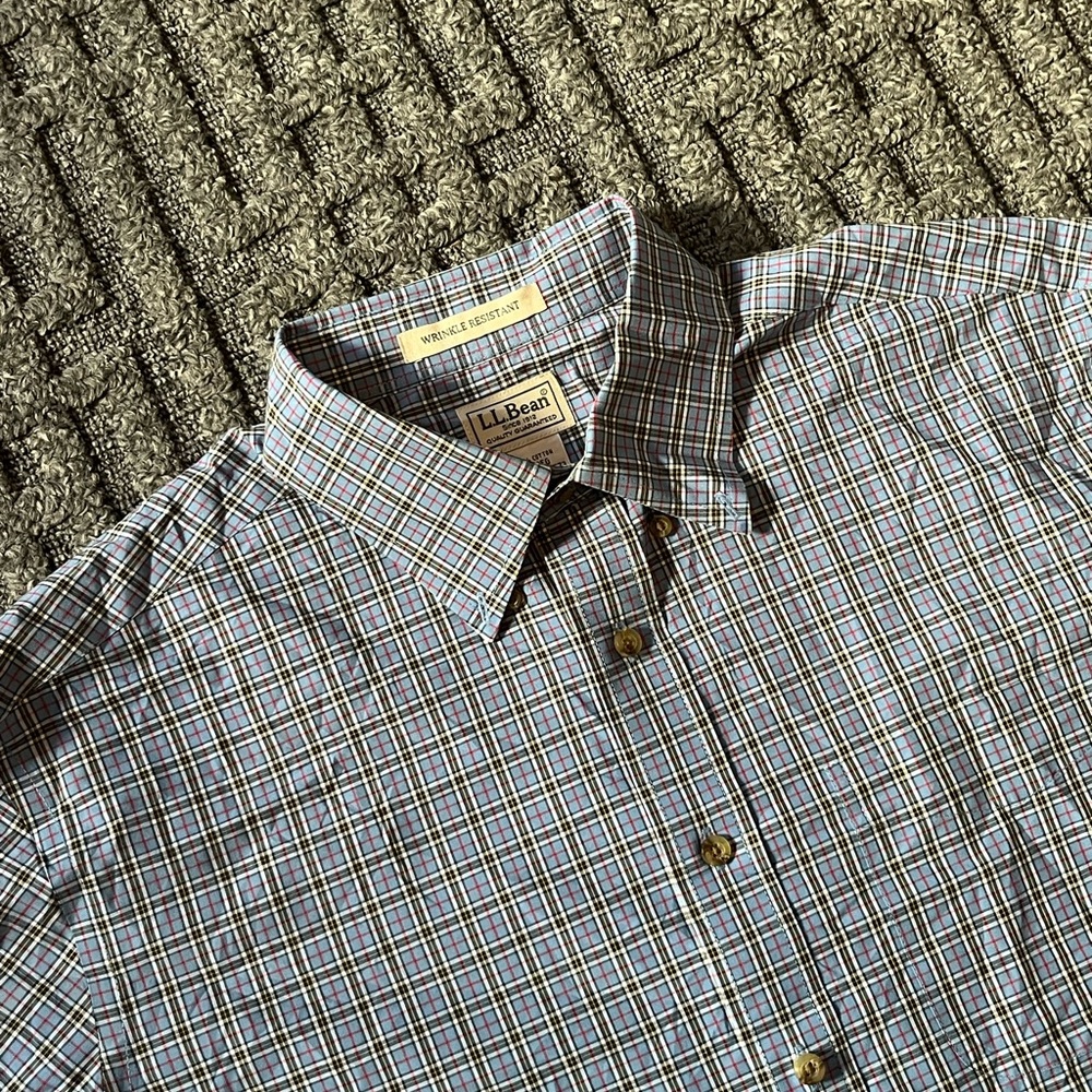 Vintage L.L. Bean Men's Blue Plaid Shirt